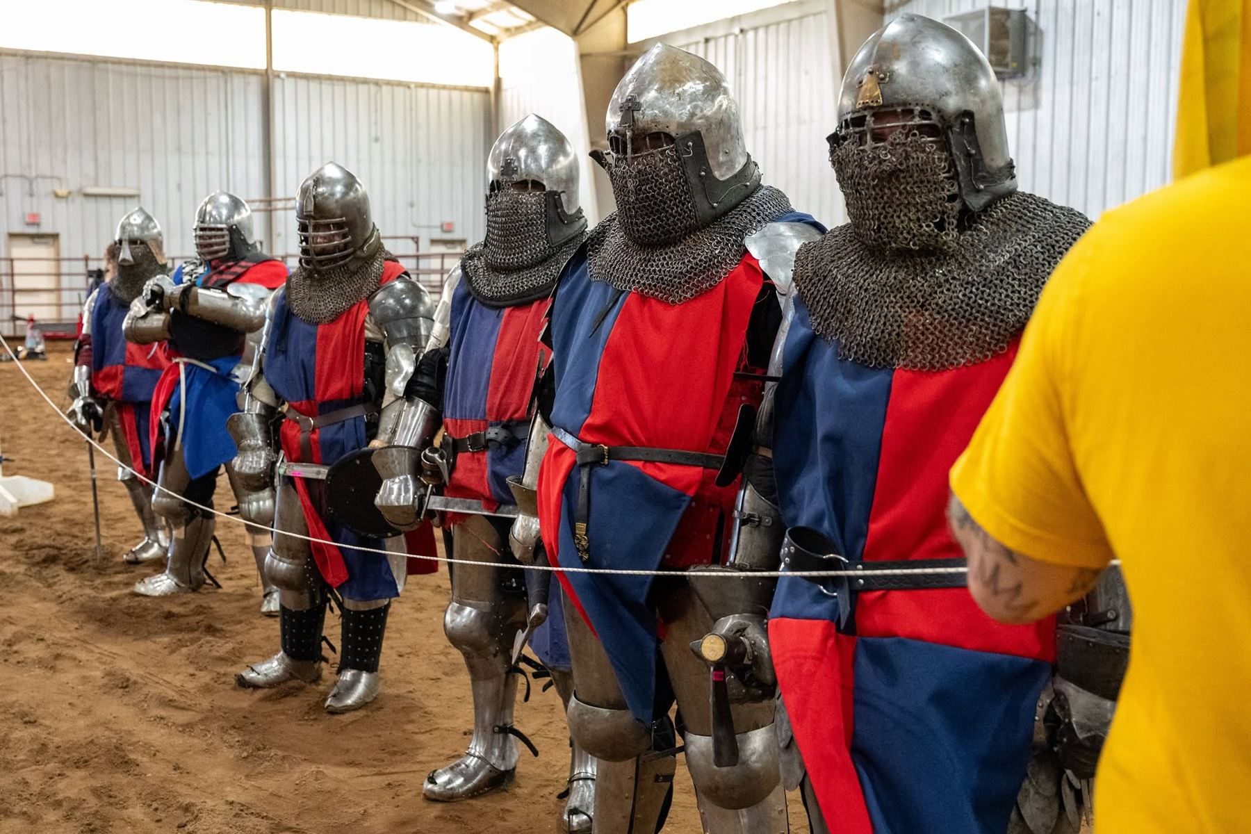 Dragoons lined up at the rope, waiting to fight